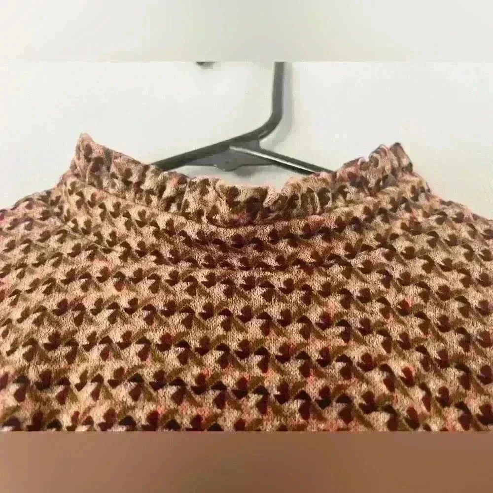 52seven Hacci Drop Waist Mock Neck Dress Sz M Brown multicolor - Picture 6 of 14